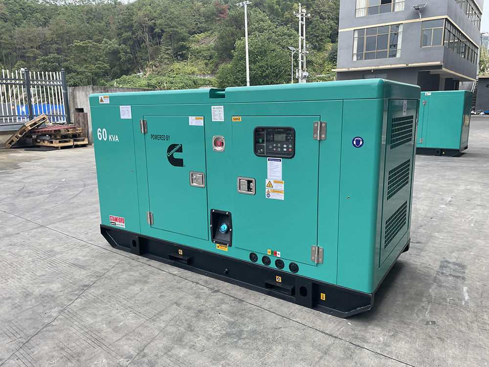 Side profile of the 50Hz Cummins power generator highlighting the accessible maintenance doors